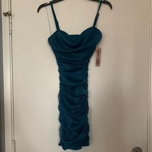 NWT Inspired Hearts Shimmering Blue Mini Dress